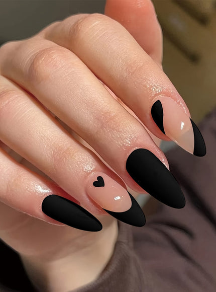 KissICON Deep Black Kiss Icon 24Pcs Almond Shape Red Press On