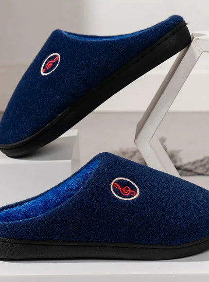 KissICON DEEP BLUE / 36-37 Comfort Warm Couples Home Cotton Slippers Winter Non