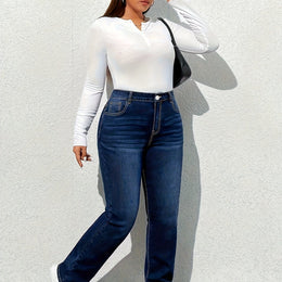 jkthpu-45 Deep Blue / UK 16 Women'S High-Waisted Stretch Jeans - Non-See-Through Stretchy Pants