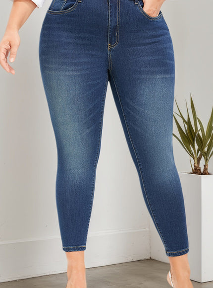 jkthpu-45 Deep Blue / UK 26 All-season new style plus size Women's jeans, skinny