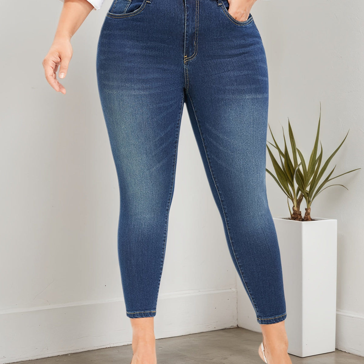 jkthpu-45 Deep Blue / UK 26 All-season new style plus size Women's jeans, skinny