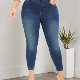 jkthpu-45 Deep Blue / UK 26 All-season new style plus size Women's jeans, skinny