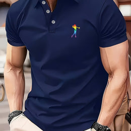 KissICON Deep Blue / UK 36 SpringSummer Mens Printed ShortSleeve Golf Shirt