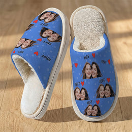 KissICON Deep Blue / UK 7.5-8 Custom Photo Slippers Your Face Uniquely Yours