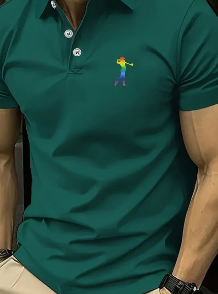KissICON Deep Green / UK 42 SpringSummer Mens Printed ShortSleeve Golf Shirt