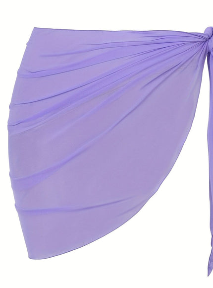 KissICON Deep Purple / One-size Sheer Beach Wrap Skirt – Elegant Poolside Vacation