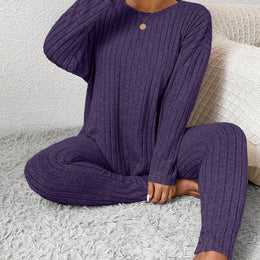 jkthpu-45 Deep Purple / UK 18 Autumn and Winter Large Size Slimming Long Sleeve