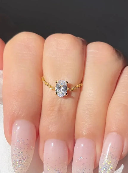 KissICON Delicate Adjustable Bling Oval Ring – CZ Sparkle