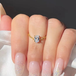 KissICON Delicate Adjustable Bling Oval Ring – CZ Sparkle