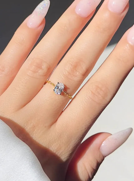 KissICON Delicate Adjustable Bling Oval Ring – CZ Sparkle