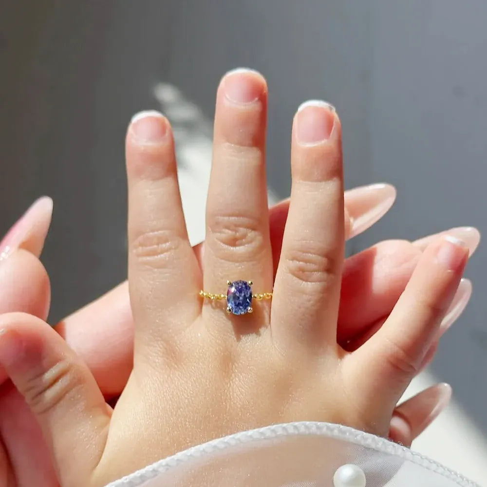 KissICON Delicate Adjustable Bling Oval Ring – CZ Sparkle