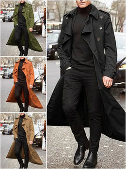 KissICON Designer British Overlong Mens Thin Trench Coat