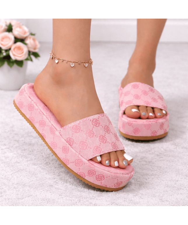KissICON Designer Flat Sandals Outdoor Floral Sandals