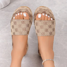 KissICON Designer Flat Sandals Outdoor Floral Sandals
