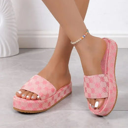 KissICON Designer Flat Sandals Outdoor Floral Sandals