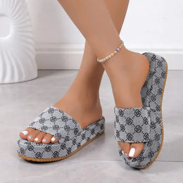 KissICON Designer Flat Sandals Outdoor Floral Sandals