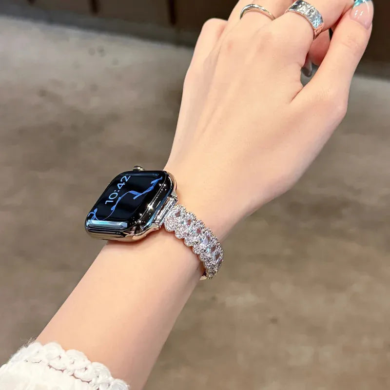 KissICON Diamond studded metal strap suitable for Apple iWatch strap 38mm 40mm 41mm 42mm 44mm 45mm 49mm fashionable strap