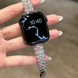 KissICON Diamond studded metal strap suitable for Apple iWatch strap 38mm 40mm 41mm 42mm 44mm 45mm 49mm fashionable strap