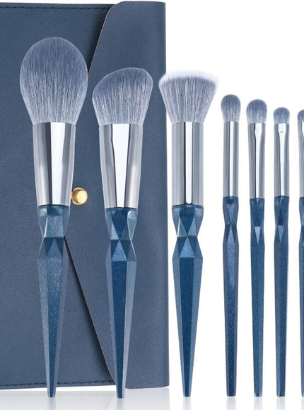 KissICON DiamondBlue8pcs Sapphire Blue Vegan Makeup Brush Set