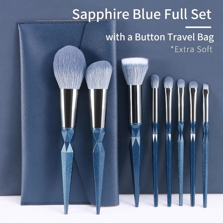 Sapphire Blue Vegan Makeup Brush Set