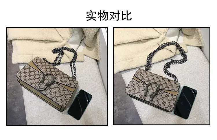 KissICON Dionysus Women's Print Shoulder Slung Bags Chain Bag