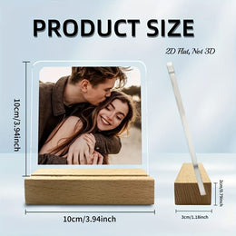 KissICON DIY acrylic + wooden base Custom Photo Acrylic Plaque with Wooden Base