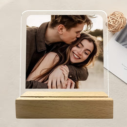 KissICON DIY acrylic + wooden base Custom Photo Acrylic Plaque with Wooden Base