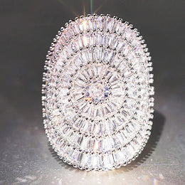 KissICON DJ103 / 6 Huitan Bling Oval Ring – CZ Wedding Glam