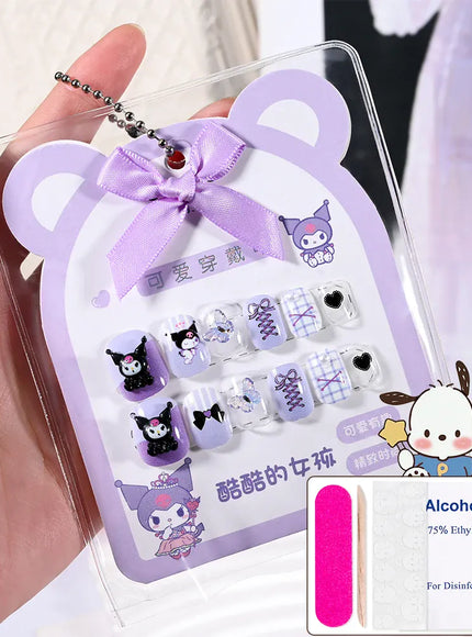 KissICON DLG3-1 KissIcon Kids Kuromi Press On Nails With Jelly
