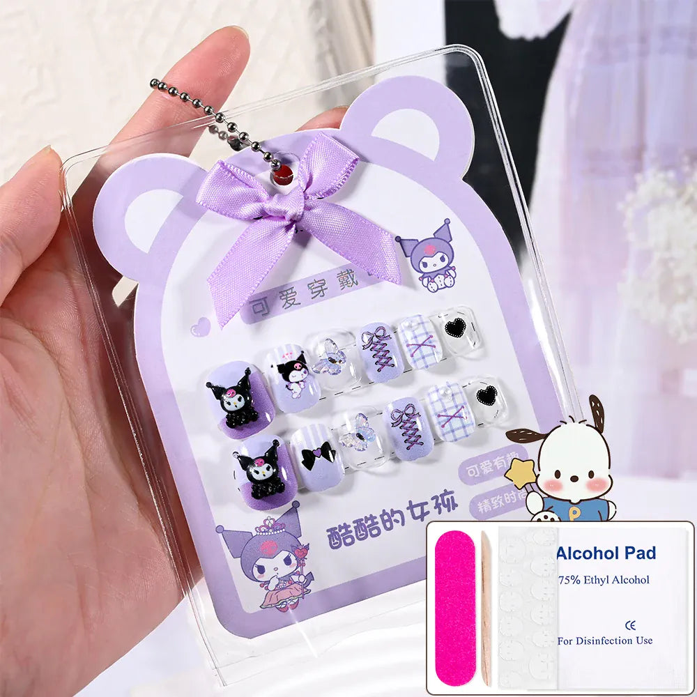 KissICON DLG3-1 KissIcon Kids Kuromi Press On Nails With Jelly