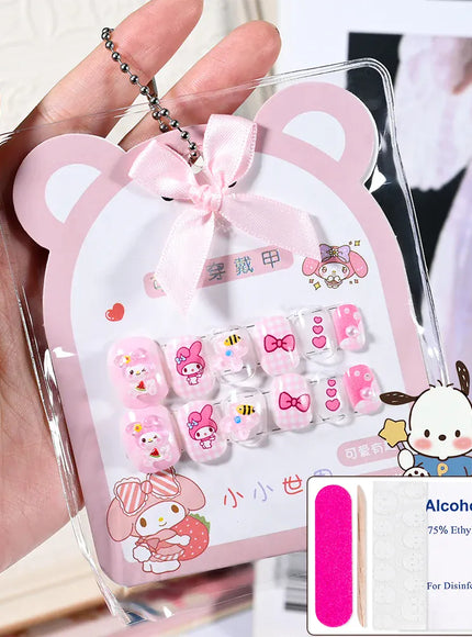 KissICON DLG3-3 KissIcon Kids Kuromi Press On Nails With Jelly