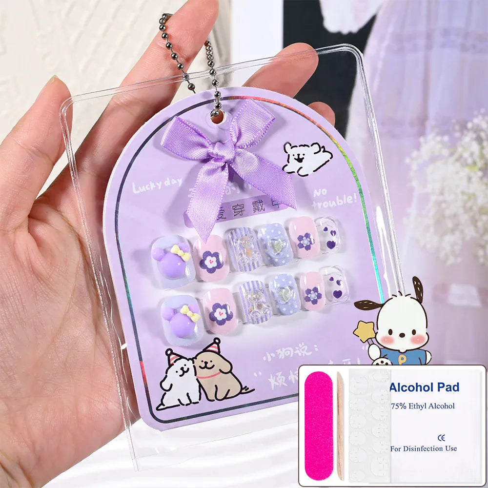 KissICON DLG3-8 KissIcon Kids Kuromi Press On Nails With Jelly