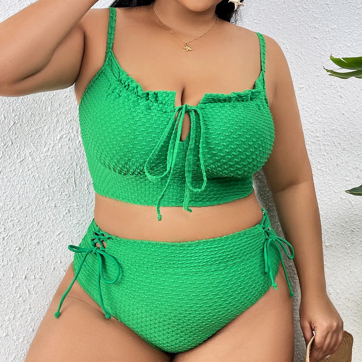 KissICON DM23545 / 2XL Seaural Solid Curve Swimwear – Bikinis Sets Two-piece