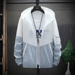 KissICON DownBlue / XL Waterproof SunProtect Quick Dry Hooded Windbreaker Jacket