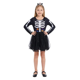KissICON Dress / M Halloween Skeleton Costume Set Shining in The Dark Role-playing Dress Fun Play or Party Cosplay Costume