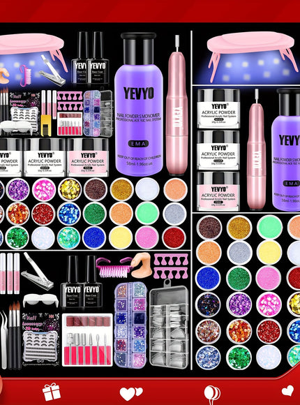 KissICON Drill And UV Light Nail Kit KissIcon YEVYO Acrylic Nail Kit Set Pro -