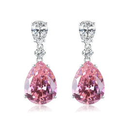 KissICON Drop Earrings Women Engagement Party Exquisite Ear Accessories Fashion Jewelry Temperament Sweet Pink Pear Cubic Zirconia