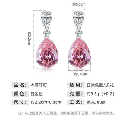 KissICON Drop Earrings Women Engagement Party Exquisite Ear Accessories Fashion Jewelry Temperament Sweet Pink Pear Cubic Zirconia