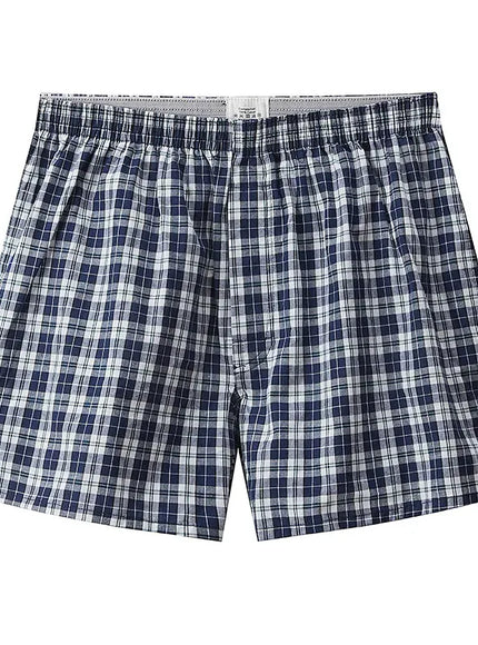 KissICON DS10 / XL / 1pc Comfortable Mens Plaid Cotton Boxer Shorts