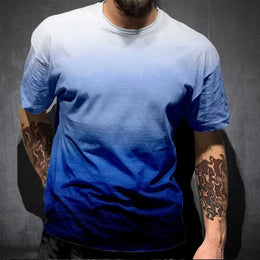 KissICON DTKG23LMM4QK / M / China Mainland Gradient Print Breathable Mens QuickDry Sport Casual TShirt