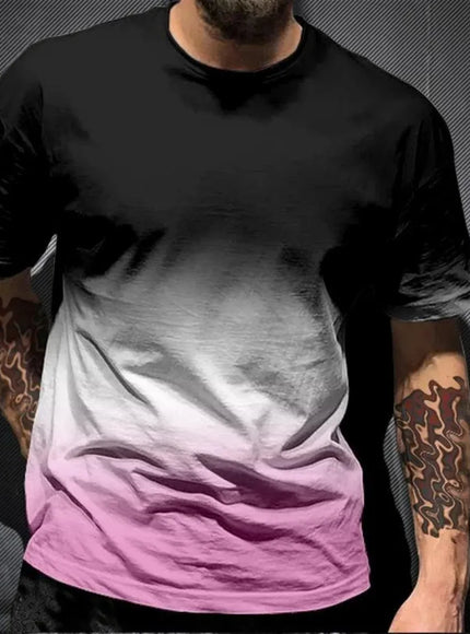 KissICON DTKG23LMM5HM / XXXL / China Mainland Gradient Print Breathable Mens QuickDry Sport Casual TShirt