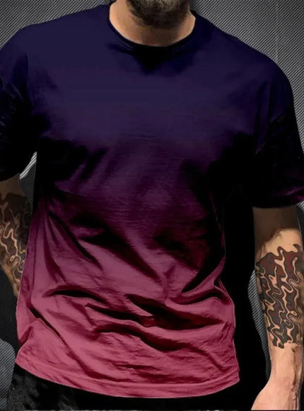 KissICON DTKG23LMM6UV / M / China Mainland Gradient Print Breathable Mens QuickDry Sport Casual TShirt
