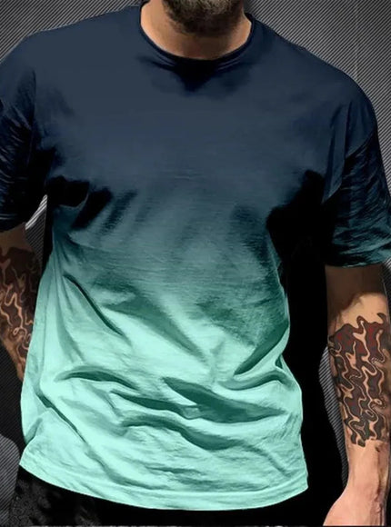 KissICON DTKG23LMM7LN / M / China Mainland Gradient Print Breathable Mens QuickDry Sport Casual TShirt