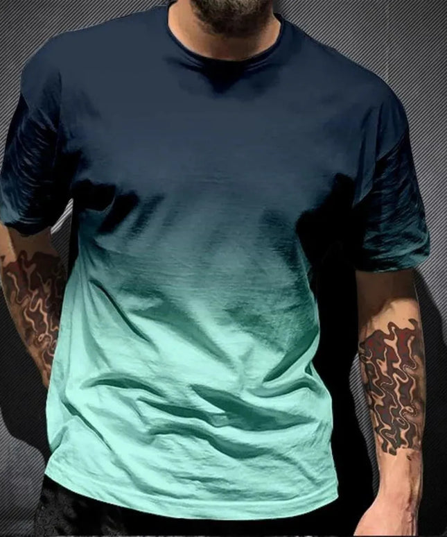 KissICON DTKG23LMM7LN / XXXL / China Mainland Gradient Print Breathable Mens QuickDry Sport Casual TShirt