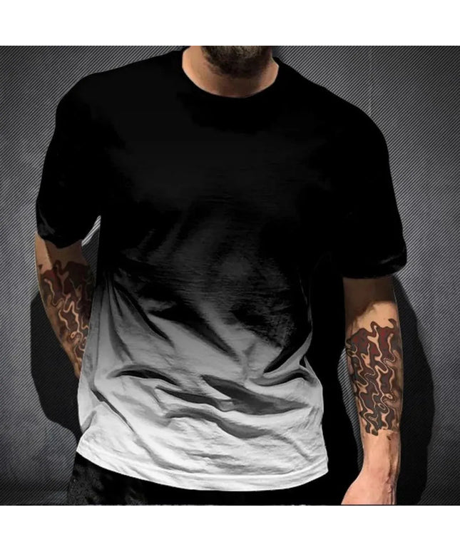 KissICON DTKG23LMM9D7 / M / China Mainland Gradient Print Breathable Mens QuickDry Sport Casual TShirt