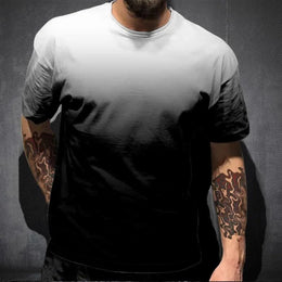 KissICON DTKG23LMNAEG / S / China Mainland Gradient Print Breathable Mens QuickDry Sport Casual TShirt