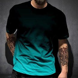 KissICON DTKG23LMNBVG / S / China Mainland Gradient Print Breathable Mens QuickDry Sport Casual TShirt