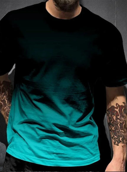 KissICON DTKG23LMNBVG / XXL / China Mainland Gradient Print Breathable Mens QuickDry Sport Casual TShirt