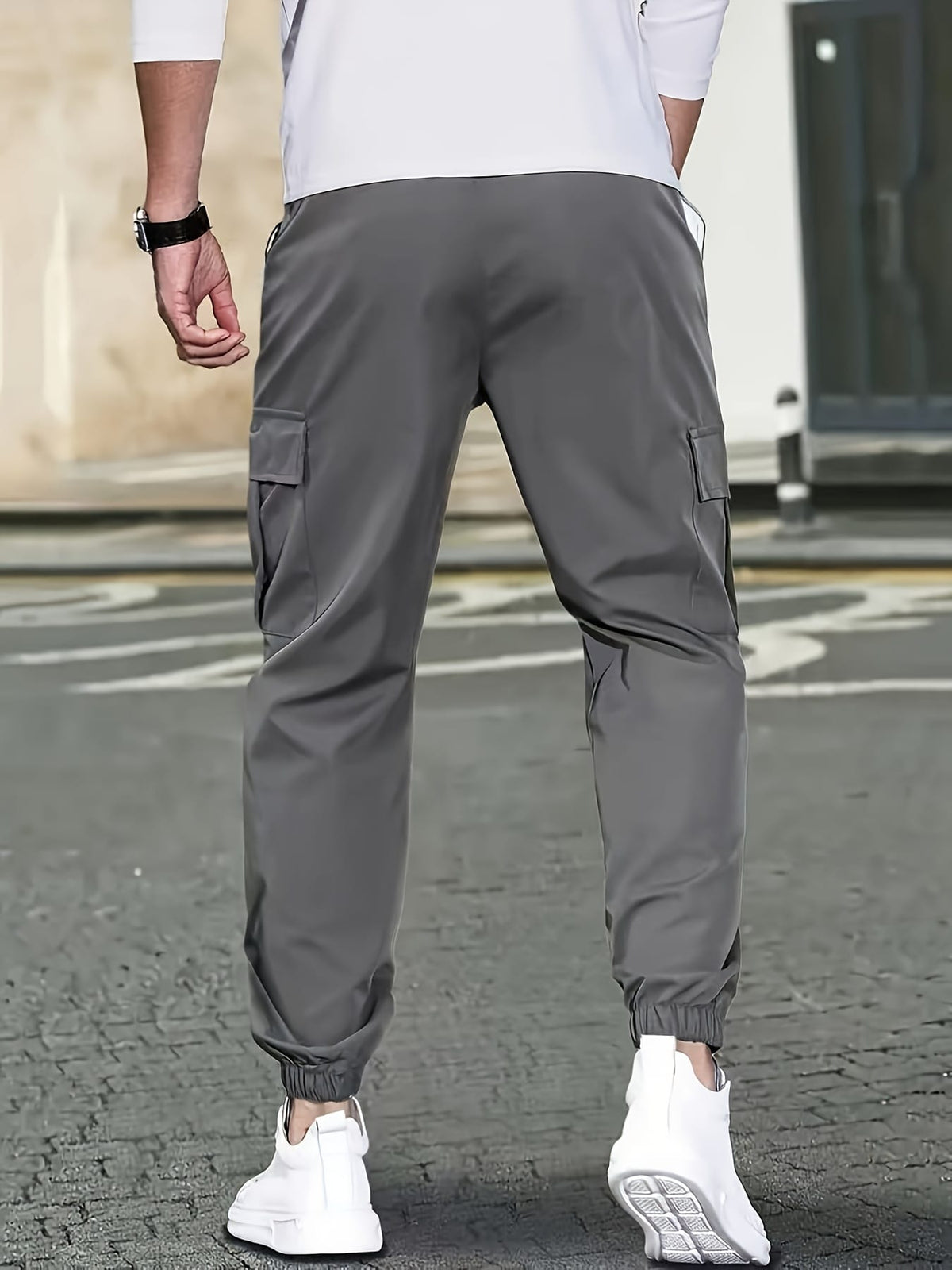 KissICON Durable Mens Casual Solid Color Work Pants