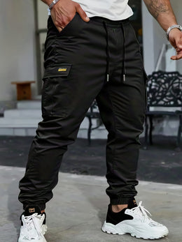 KissICON Durable Mens HeavyDuty Black Tapered Cargo Pants